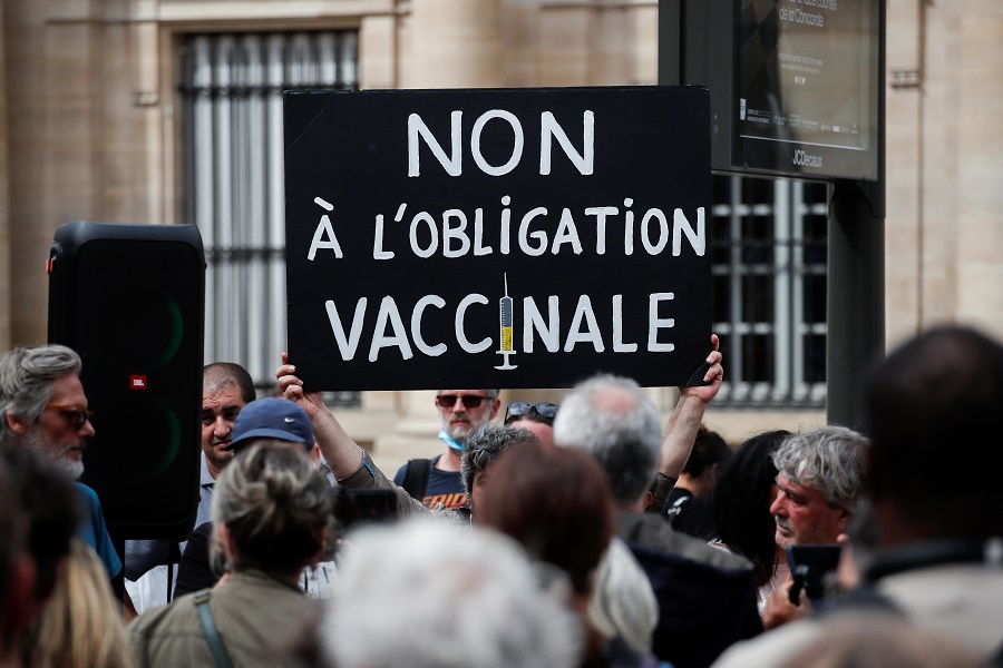 Protest in France against COVID-19 health pass (Photo Credit - Reuters)