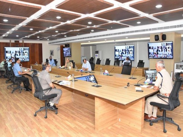 Visual of the meeting chaired by Commissioner of Police, Delhi on Saturday. Photo/ANI