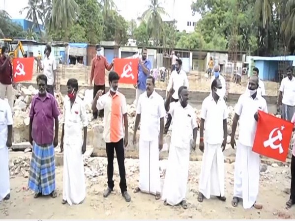 CPI-M workers protesting in Rameswaram. (Photo/ANI)