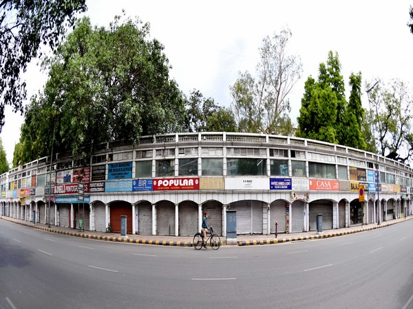 A view of Connaught Place's Outer Circle deserted during the COVID-19 lockdown (Photo/ANI)