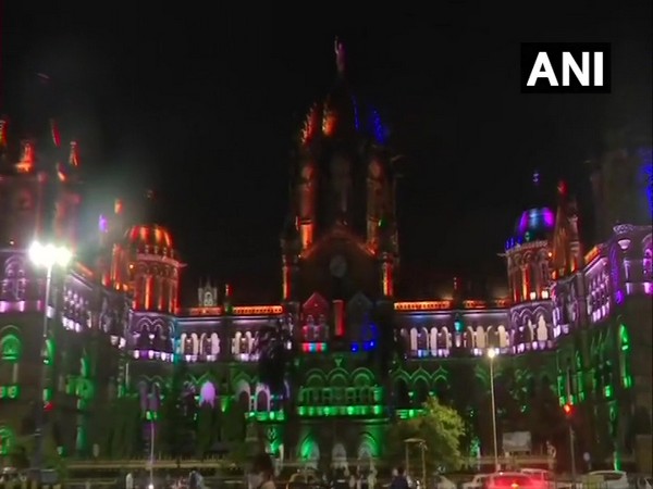 Chhatrapati Shivaji Maharaj Terminus illuminated tricolour on the eve of Independence Day on Friday. (Photo/ANI)