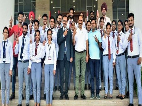 Selected MBA students of Chandigarh University in joyous mood with Flipcart officials after campus placement