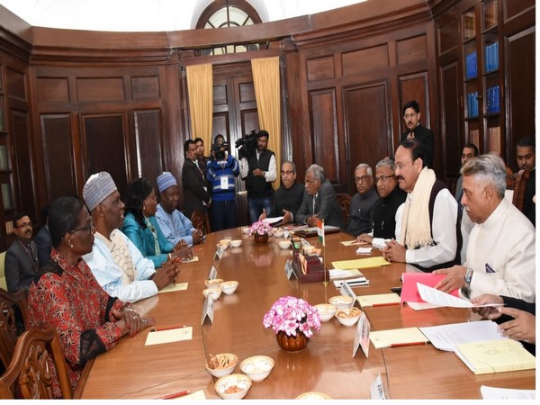A Parliamentary delegation from Cameroon at the Parliament on Wednesday (Picture Credits: Vice President of India/Twitter)