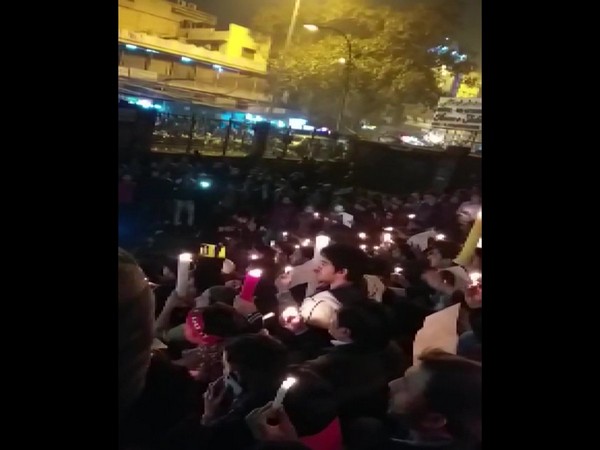 Visual from the candlelight vigil by citizens in Old Delhi on Wednesday. photo/ANI