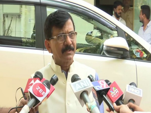 Shiv Sena MP Sanjay Raut speaking to reporters in Mumbai on Thursday. (Photo/ANI)