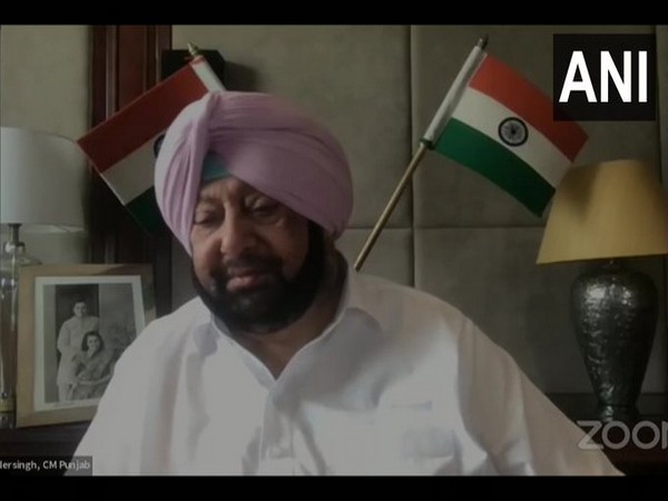 Punjab CM Captain Amarinder Singh taking part in the virtual meeting on Wednesday. Photo/ANI