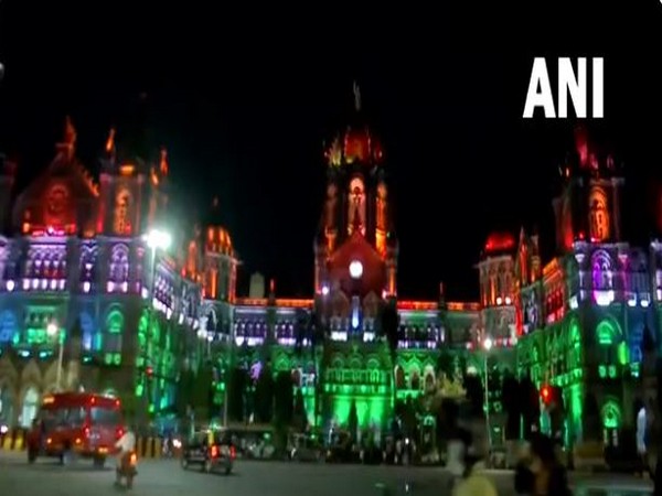 The Chhatrapati Shivaji Maharaj Terminus illuminated with colours of tricolour ahead of the Independence Day. (Photos/ANI)