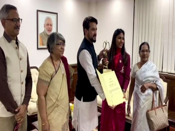 C.A. Bhavani Devi conferred with Arjuna Award by Anurag Thakur (Photo: ANI)