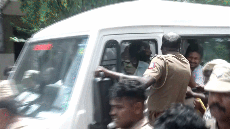 Tamil Nadu LoP after being detained by police (Photo/ANI) Tamil Nadu LoP after being detained by police (Photo/ANI)