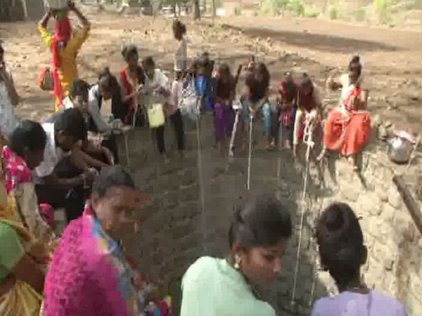 Villagers fetching water from well in Melghat