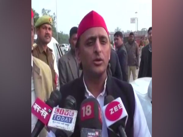 Samajwadi Party president Akhilesh Yadav while speaking to the reporters on Thursday (Photo/ANI)