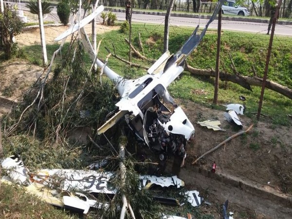 The NCC aircraft, which crashed in Punjab's Patiala, on Monday morning. Photo/ANI
