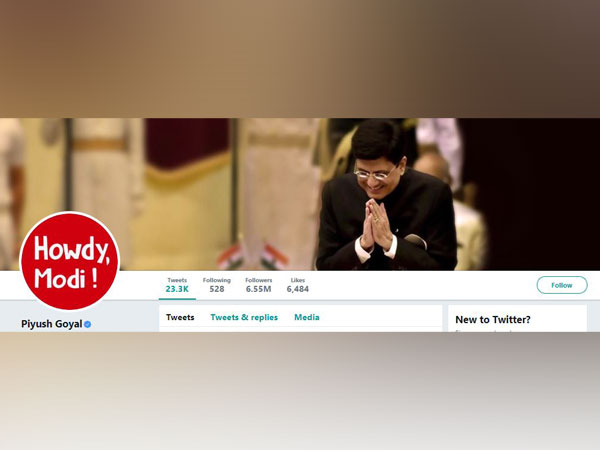 Union Minister Piyush Goyal changed his profile picture on Twitter to Howdy Modi! logo. (Photo/Twitter)