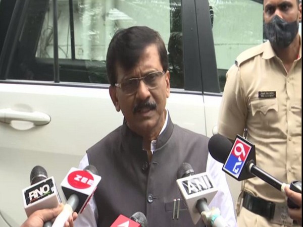 Shiv Sena MP Sanjay Raut speaking to media on Wednesday.