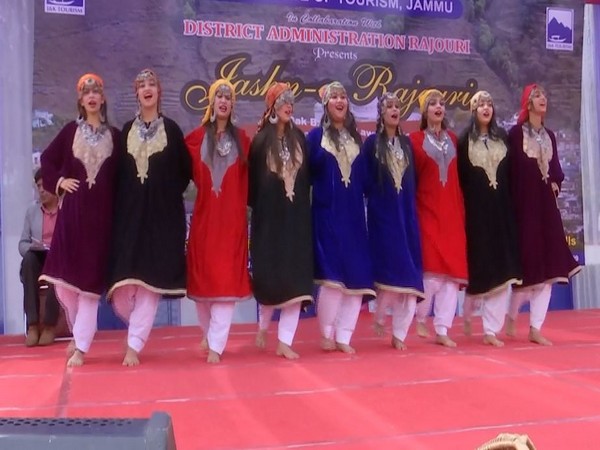 Kashmiri artists performing during 'Jashn-E-Rajouri' on Sunday. [Photo/ANI]