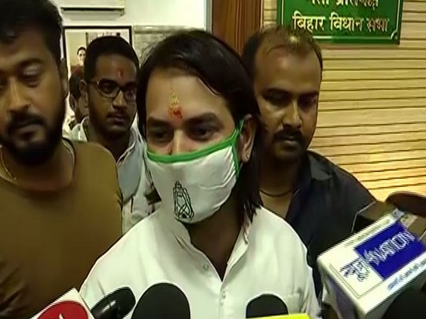 RJD leader Tej Pratap Yadav in Patna (Photo/ANI)