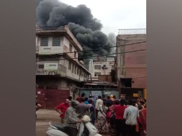 Visual of fire in the Mayapuri area. (Photo/ANI)