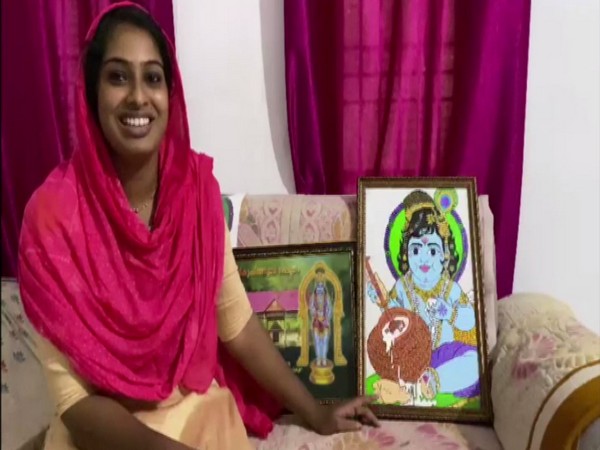 Jasana Saleem with Lord Krishna's portrait (Photo/ANI)