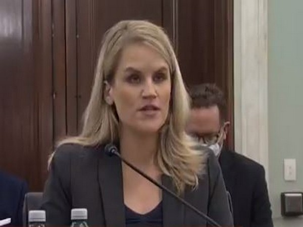 Former Facebook employee Frances Haugen speaking at at a Senate hearing on Tuesday (local time)
