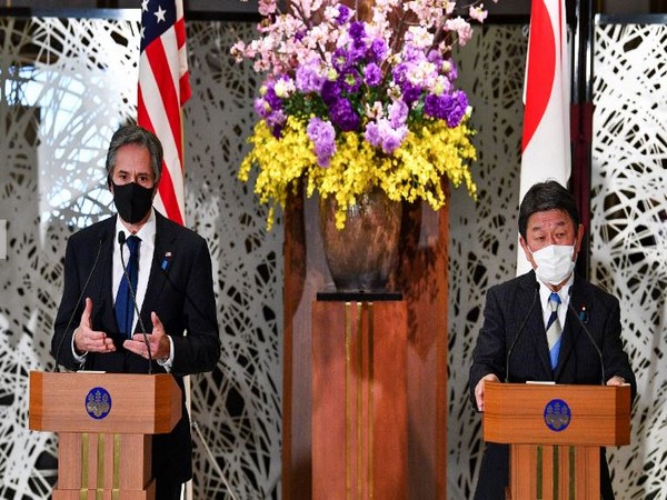 Japanese Foreign Minister Toshimitsu Motegi and US top diplomat Antony Blinken
