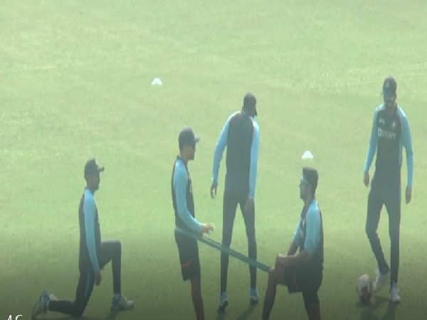 Team India at the practice session (Photo/ANI)