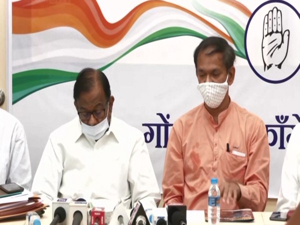 Congress senior leader P Chidambaram addressing press conference in Goa. (Photo/ANI)