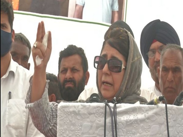 JKPDP chief Mehbooba Mufti in Samba on Tuesday (Photo/ANI)