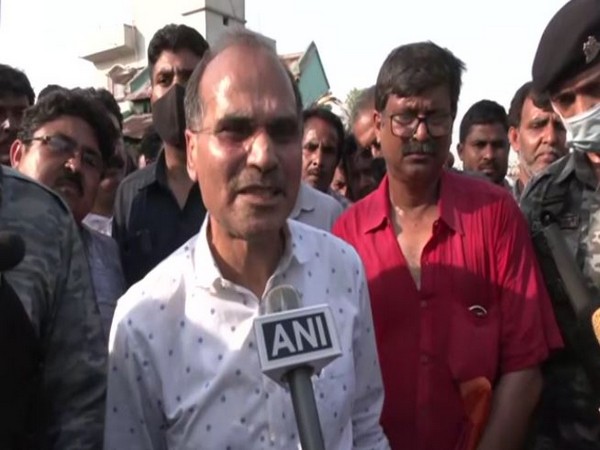 Congress MP Adhir Ranjan Chowdhury in Bogtui village on Thursday (Photo/ANI)