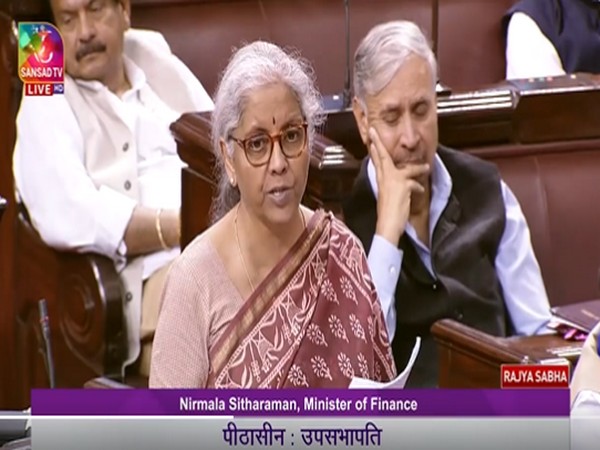 Finance Minister Nirmala Sitharaman at Rajya Sabha on Tuesday