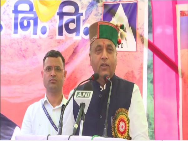 Himachal Pradesh Chief Minister Jairam Thakur in Jalog (Photo/ANI)