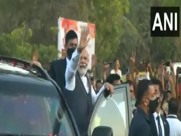 PM Narendra Modi holds a roadshow in Ahmedabad (Photo/ANI)