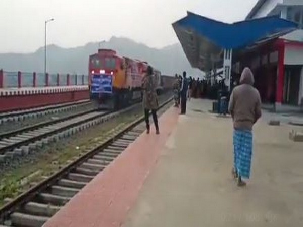 First goods train reaches Rani Gaidinliu Railway Station. (Pic credit: G Kishan Reddy Twitter)