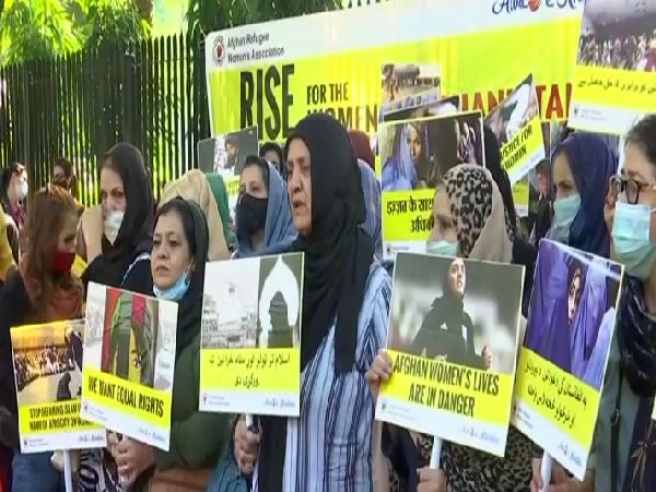 Delhi: Afghan Refugees Women's Association holds protest to support females in Afghanistan