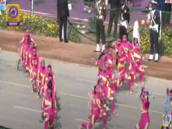 Delhi's Government Girls Senior Secondary School students preforming dance during the 72nd Republic Day