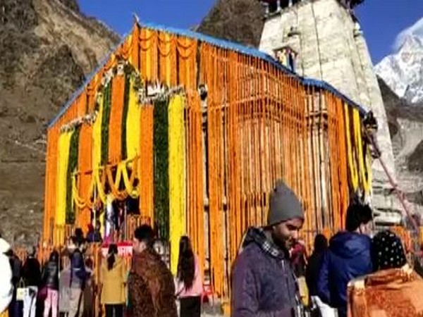 Kedarnath Temple seen decorated with flowers on Wednesday. [Photo/ANI]