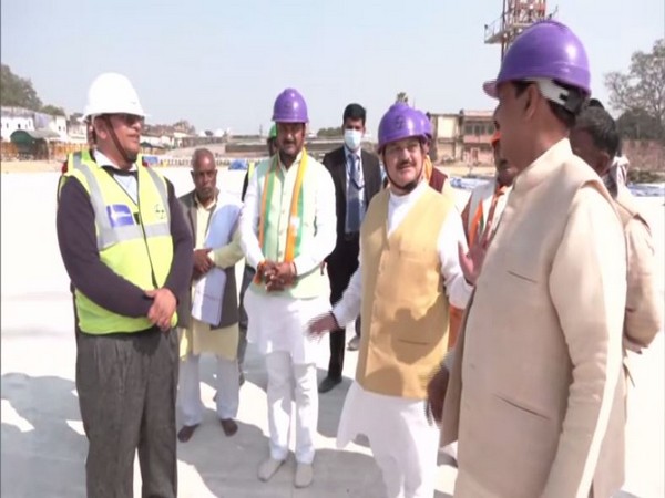 BJP President JP Nadda at Ram temple construction site. (Photo/ANI)