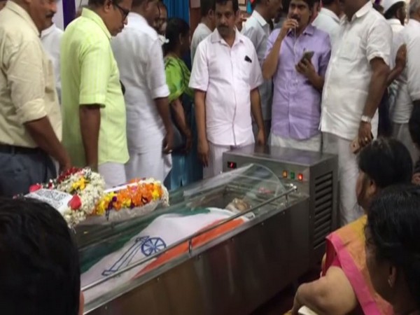 Mortal remains of former Kerala minister and Congress leader P Sankaran (Photo/ANI)