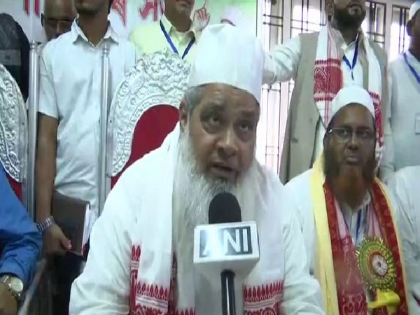 AIUDF chief Badruddin Ajmal speaking to ANI in Guwahati on Saturday. Photo/ANI