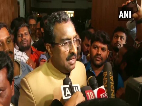 BJP national general secretary Ram Madhav speaking to reporters in Hyderabad on Friday (Photo/ANI)