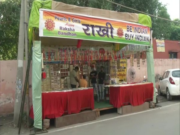 Shopkeepers in Ludhiana are boycotting Chinese rakhis ahead of Rakhsha Bandhan. (Photo/ANI)