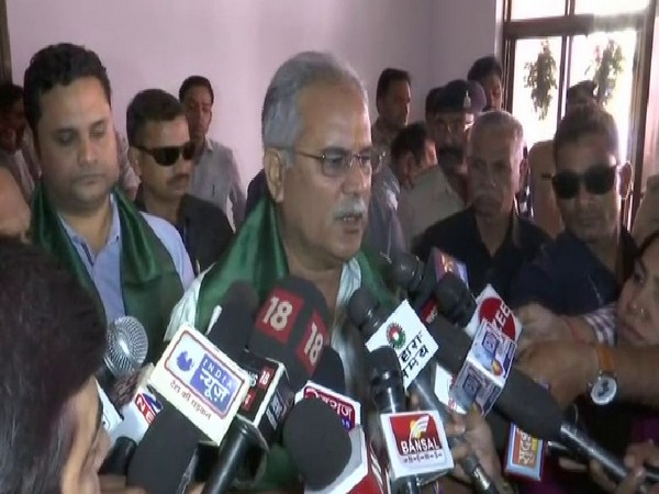 Chhattisgarh Chief Minister Bhupesh Baghel speaking to reporters in Raipur on Monday. Photo/ANI