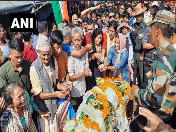 Mortal remains of Naik Subhash Thapa were brought to his native place on Monday. Photo/ANI