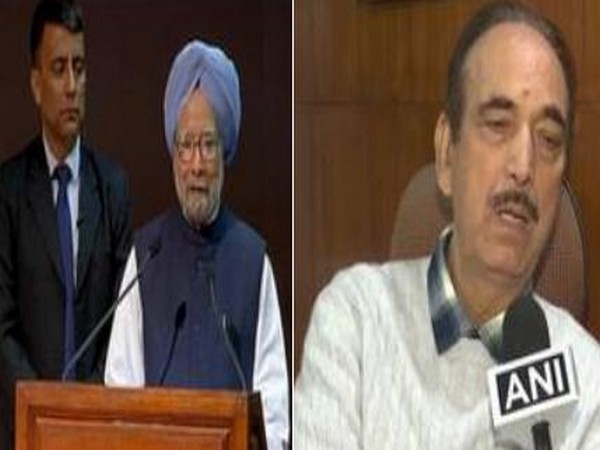 Former Prime Minister Manmohan Singh and Leader of Opposition in Rajya Sabha Ghulam Nabi Azad
