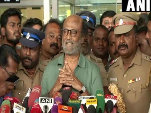 Rajnikanth while speaking to the reporters in Chennai on Thursday(Photo/ANI)