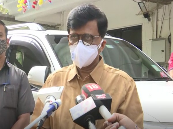 Shiv Sena leader Sanjay Raut speaking to the reporters (Photo/ANI)