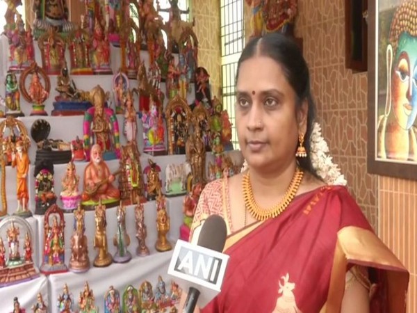 Nandini Venkatesh a resident of Nollambur, Chennai decorated her house with hundreds of 'Bommai Golu' dolls depicting various themes, as part of Navratri celebrations. (Photo/ANI)