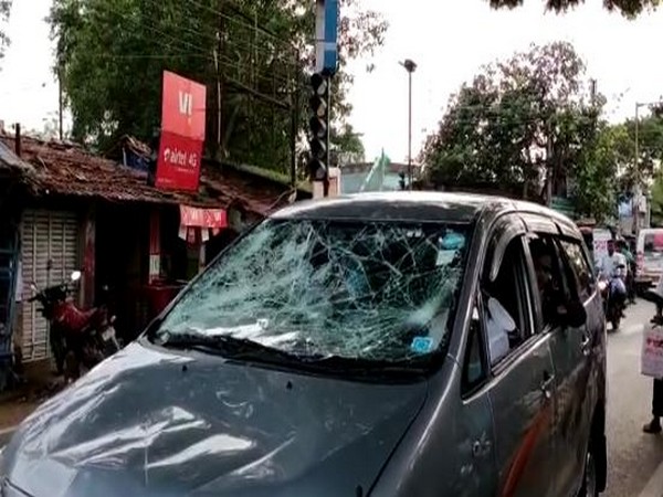 Bharatiya Janata Party (BJP) Spokesperson, Samik Bhattacharya's car (Photo/ANI)