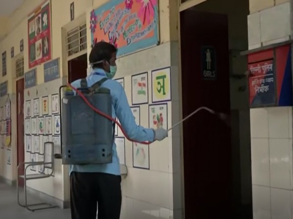 Sanitization conducted in a school located in Delhi's Sewa Nagar (Photo/ANI)