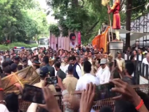 Former chief minister Devendra Fadnavis leaving after paying his respects to Balasaheb Thackeray on his death anniversary (Photo/ANI)