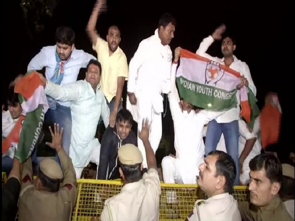 Indian Youth Congress organised a protest against Home Minister Amit Shah on Friday in New Delhi. Photo/ANI